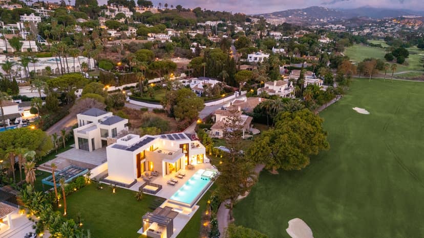 A house on the edge of a golf course